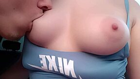 sexy student babe rides in car pov after offering big tits for sucking during interracial taxi fetish