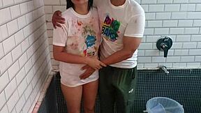 holi special unfolds as bro punishes sister with first time anal fisting and hardcore doggystyle fuck while she plans to play with friends