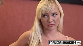 curious big-titted babe explores her step-brother's thick cock in secret