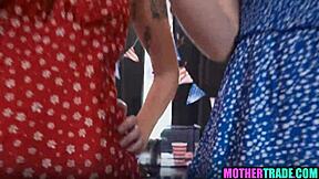 Independence Day stepmom swap leads to group fun