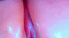 Puffy pink pussy in fishnets takes BBC hardcore for wet shaved creampie orgasm