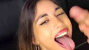 I suck my boss's cock super hard until it covers my face 😏