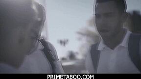 Nerdy teen 18+ experiences a thrilling double penetration session. She handles it in group setting.