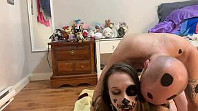 Babysitter takes big cock bareback in tight asshole for hard daddy fuck session