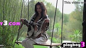 hey, check out this cozy striptease where sexy milf model alexandra belle shows off her nice ass in lingerie