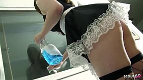 big natural saggy tits maid girl seduces her big black cock boss into interracial fuck