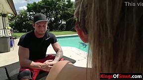 foreign step sister gave him a blowjob in the pool