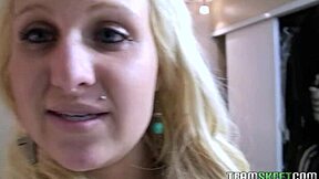 Blonde teen girlfriend gets fucked in homemade pov with small tits and shaved pussy exposed
