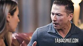 Stepdaughter Paige Owens Blows Stepdad in Deepthroat Before Riding Cowgirl and Doggystyle Missionary Sex