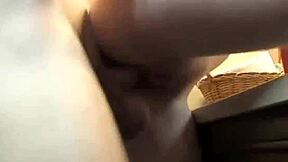 teen subtly enjoys pussy pounding in upright standing position