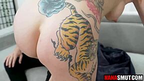 Step grandma offered up her tattooed pussy for doggystyle pounding in that taboo rimjob session