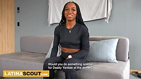 Big booty ebony Latina fitness model gets her limits tested in a casting interview.