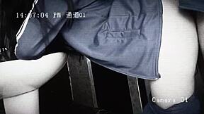 Camera catches Mexican schoolgirl getting bent over in bathroom by classmate. She rides his cock during break in homemade voyeur action.