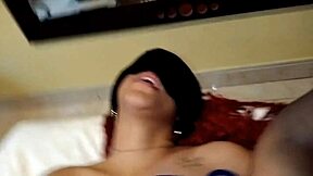 Ebony woman contrasts with 18yo boy in intense anal creampie session