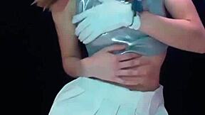 Bonneyuwu drinks her own pee from frasco in cute homemade blonde pantyhose fun