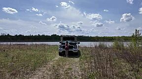 Skinny student in uniform pays with roadside fun 😏