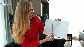 Student skips studying to seduce and fuck young foreign language teacher with glasses in heels. Blonde girlfriend rides monster cock missionary style.
