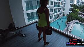 i uh worked out at the gym with my asian amateur teen girlfriend then we got horny for sex