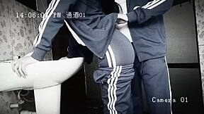 Camera catches Mexican schoolgirl getting bent over in bathroom by classmate. She rides his cock during break in homemade voyeur action.