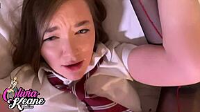 Blonde college girl in lingerie hints at first-time creampie during pov fuck in chubby curvy homemade session