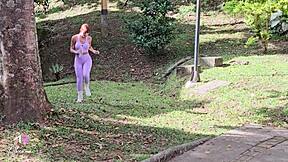 petite athenea rose meets stranger with big black cock in park for intense interracial fuck session outdoors