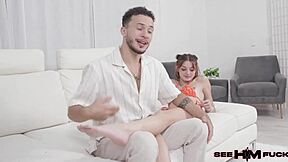 Apollo Banks Enthralls Shroom Q in Torrid Embrace Before FUCKING Her Oiled Body with Footjob and Deepthroat!