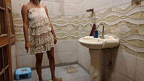 Desi Indian step father sees his young step daughter smoking alone and decides to punish her.