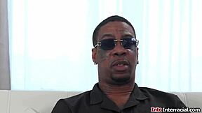 Black cock double penetration fixes petite Latina's big tits craving