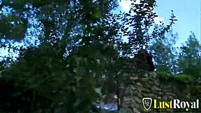 Young French blonde Cristal Bardzo gets fucked hard by monk in forest. Bent over doggystyle and missionary riding action