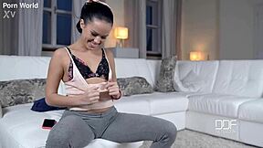 petite american teen 18+ teases with shaved pussy in interview, like oh man i cant wait to show more