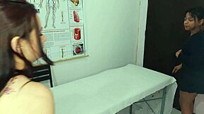 lesbian couple visits male gynecologist, but things turn intriguing with rough group action and cuckold twists