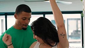 damn girl you're deepthroating that big black cock like a pro slurping and licking every inch before petite pussy sex