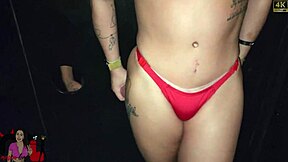 Athletic brunette babe with big ass and hairy pussy gets fucked by stranger at gloryhole. Teen swallows cum without condom.