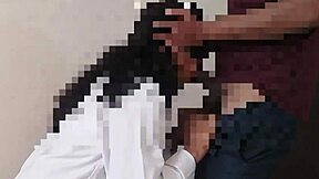 college trainee nurse performs blowjob on doctor's big black cock in private cabin