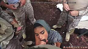 blonde milf gives outdoor blowjob in army uniform away from home 😏