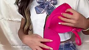 japanese asian shemale teen masturbates with dildo toys in detailed session