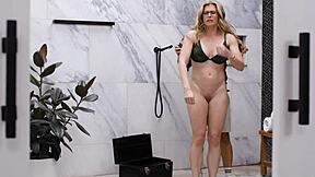 Oh stepmom strip down now! Let me lick your shaved pussy and deepthroat my big cock before fucking those big tits!