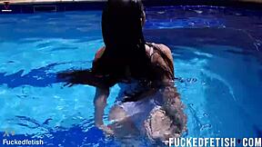 sexy helen star white swimwear pool new scene w42 with big ass brunette slut