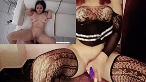 Horny latina with big natural tits and melons masturbates pov until creampie orgasm. She moans sexy while playing with boobs in intense session.