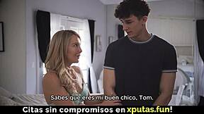 Hey, that cute blonde stepmom actually let me fuck her hard - with Spanish subs
