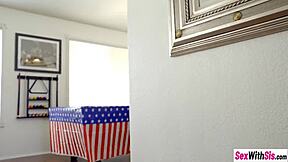 Whoa, teen stepsister and her blonde friend deliver intense blowjob on big cock leading to shaved pussy creampie!