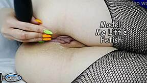 Wife in stockings with blue hair horny waiting for husband from work preparing tight anal hole with buttplug for gaping sex?