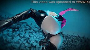 Oh god, can this halloween succubus handle nonstop creampie from that machine in bondage?