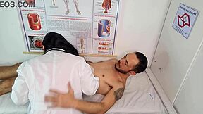 Brazilian nurse makes patient get very hard erection in hospital. She gives rough blowjob handjob and fucks his big cock in doggystyle with moaning.