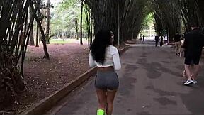 we trained hard in the park then i put her on my cock deeply