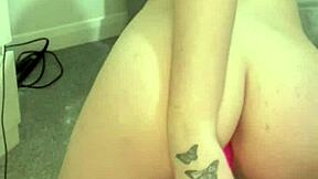 Horny British slut girlfriend shares her solo toy orgasm in college webcam session.