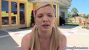 Oh man, this teasing teen gets her pussy screwed outdoors in doggystyle for the first time