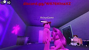This barely legal virgin nerd experienced her first blowjob from a slutty big ass girl in Roblox scenario. It turned into wild big cock action.
