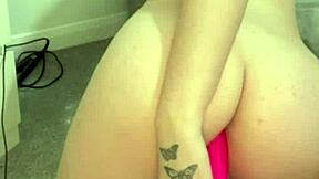 Horny British slut girlfriend shares her solo toy orgasm in college webcam session.