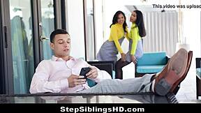 Damn, Sexy Latina Stepsisters Alina Belle Maya Farrell Tag Fuck Their Bro In Hot Threesome Action!